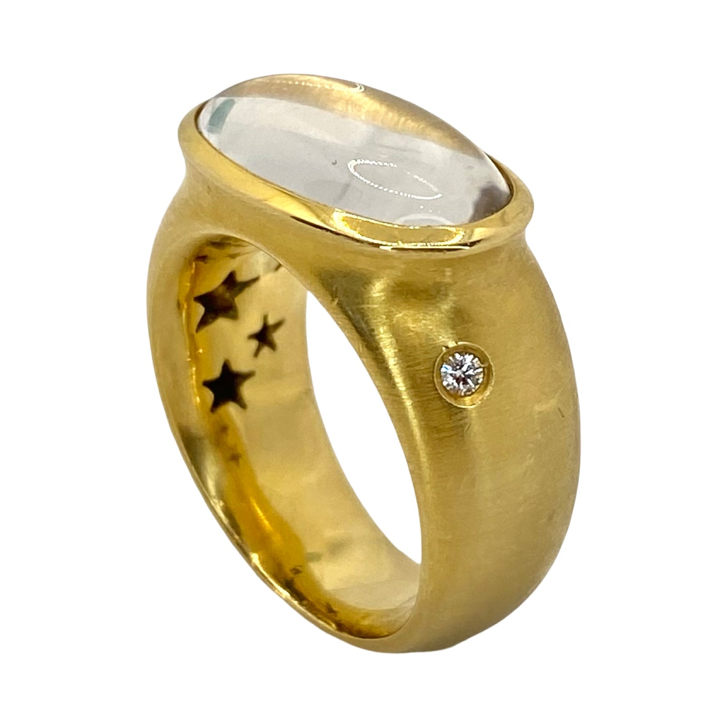 Estate Jewelry 18K Yellow Gold H.Stern Quartz Cabochon Rock Crystal Ring