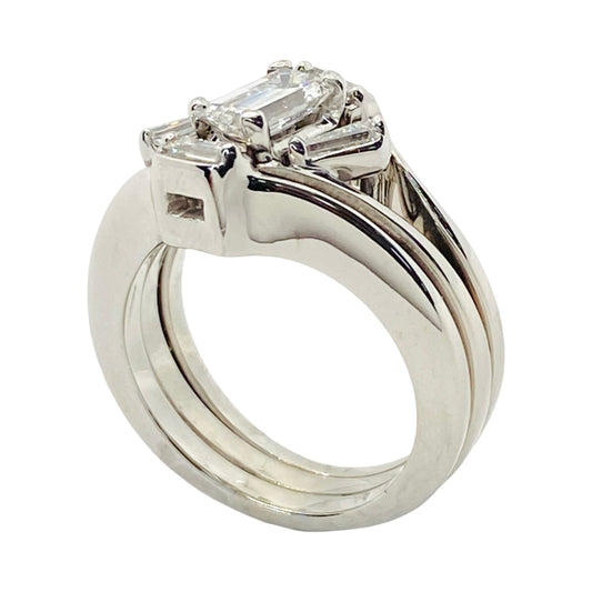 Estate Jewelry 14K White Gold Baguette Ring