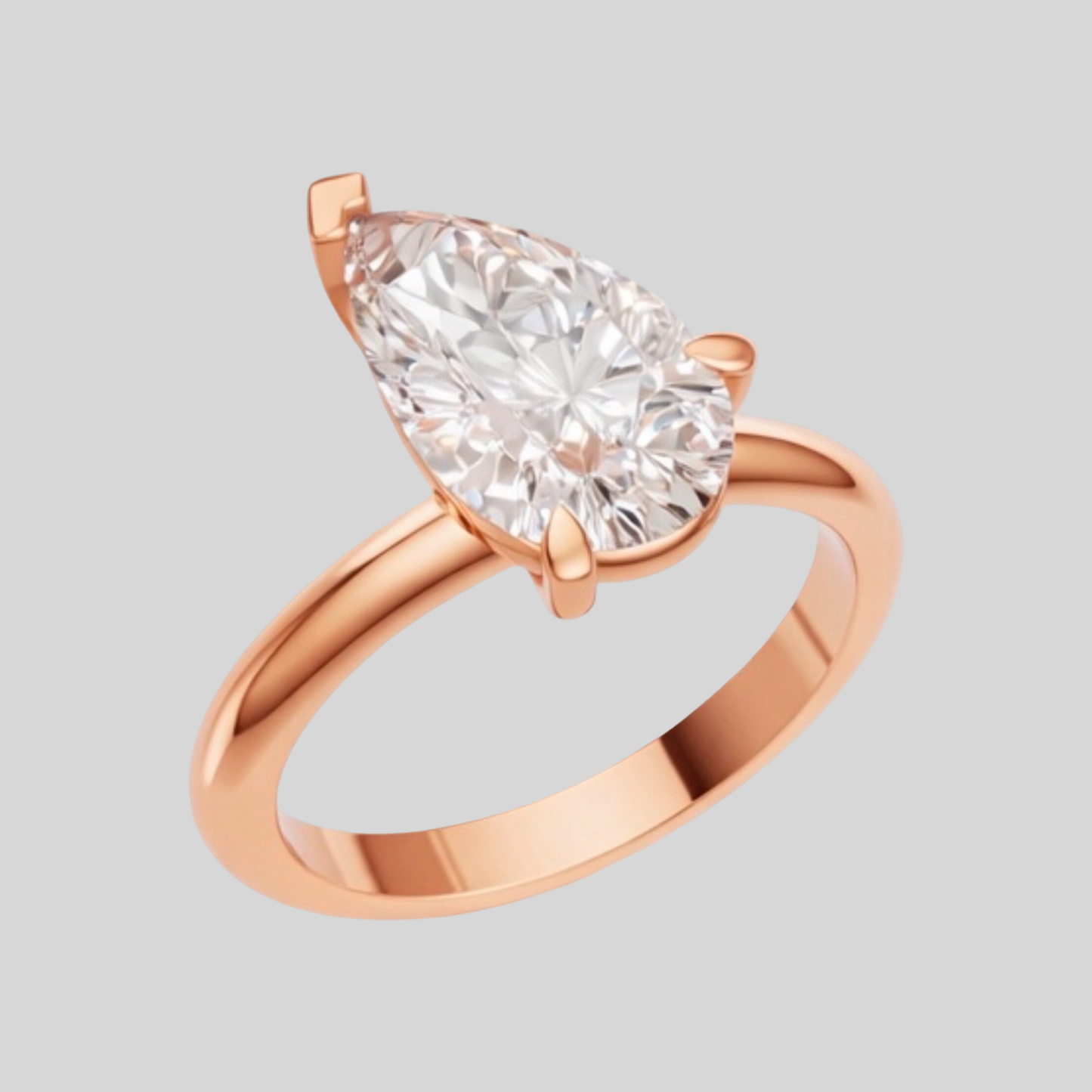 Lab Grown Pear Diamond 1.50 Carats 18K Yellow Gold Solitaire Ring