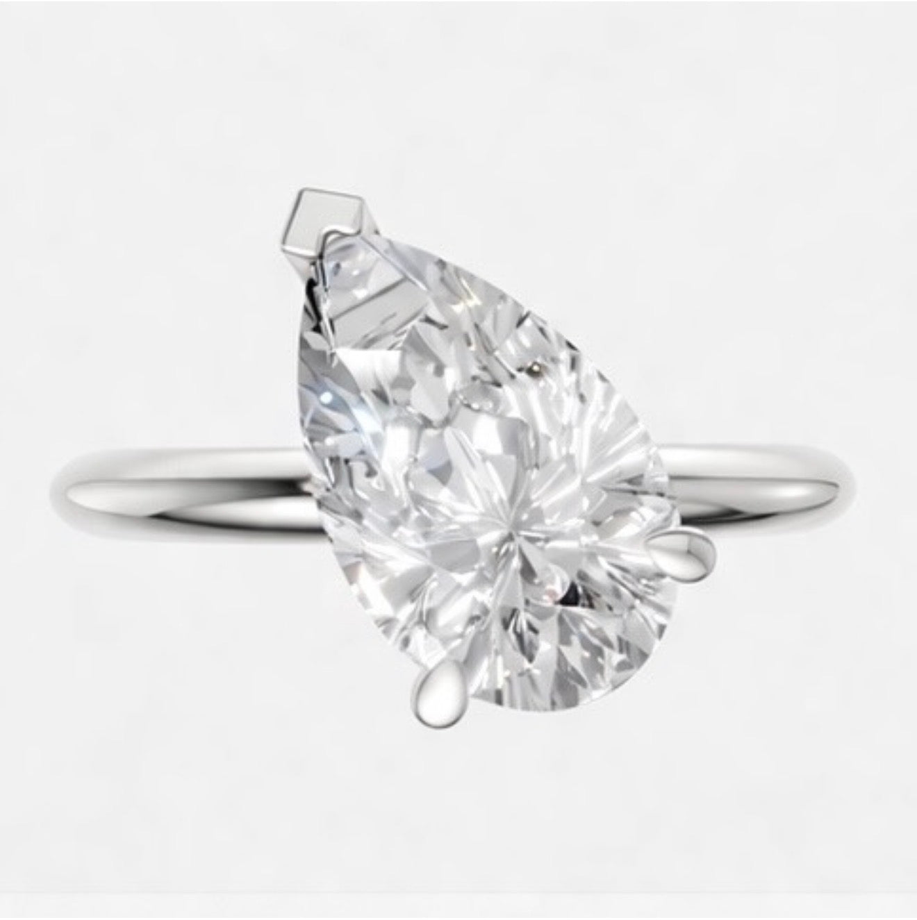 Lab Grown Pear Diamond 1.50 Carats 18K Yellow Gold Solitaire Ring