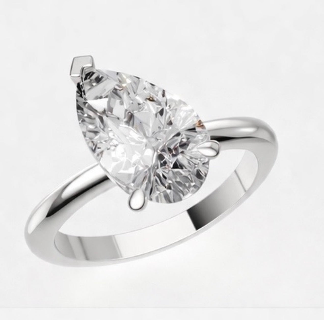 Lab Grown Pear Diamond 1.50 Carats 18K Yellow Gold Solitaire Ring