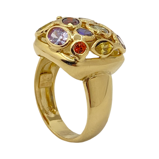 14K Yellow Gold Happy Gems Ring