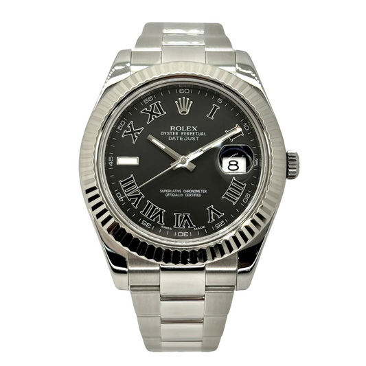 Rolex Oyster Perpetual Datejust 41mm Black Roman Dial 116334
