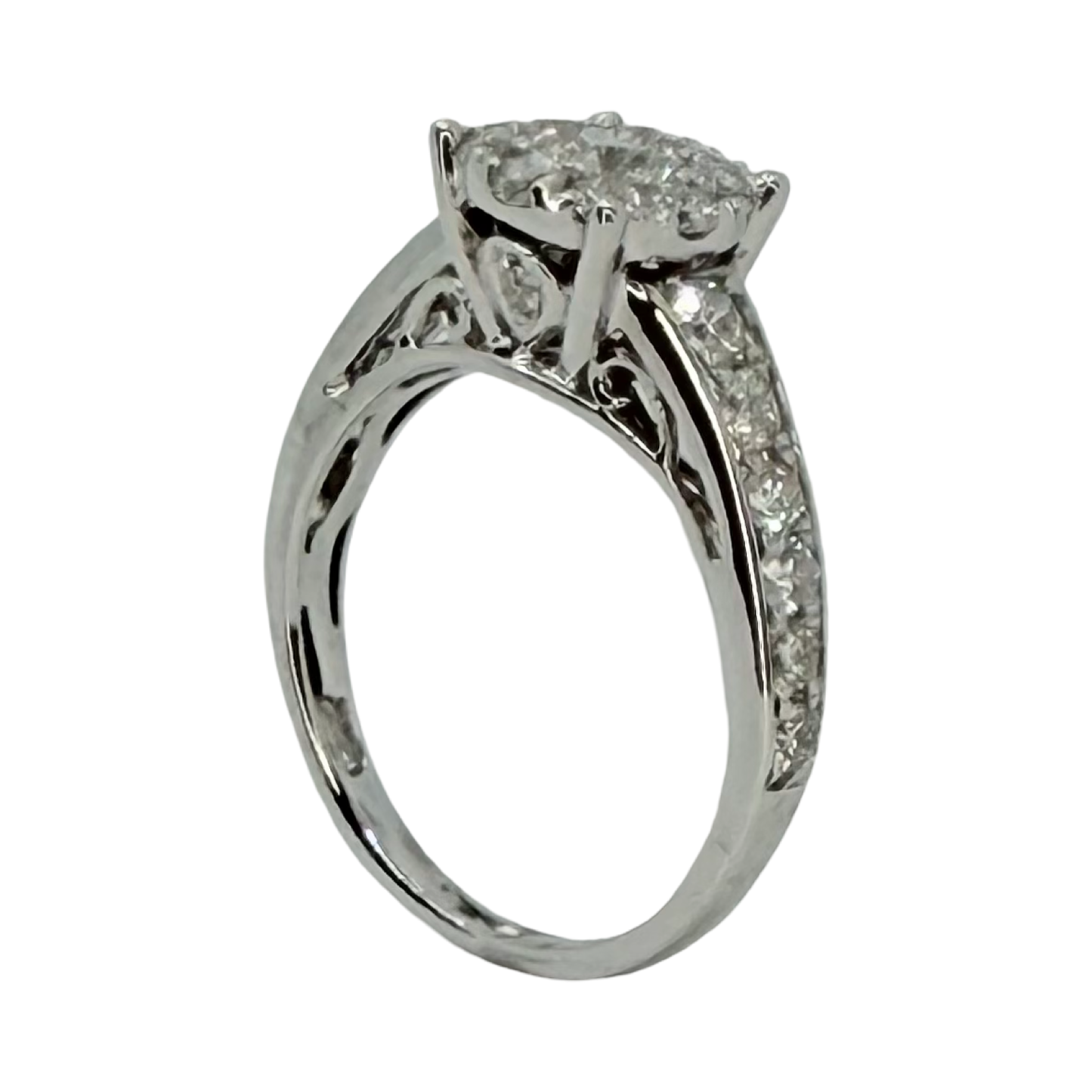 14K White Gold Diamond Ring 1.40 Carats G-H