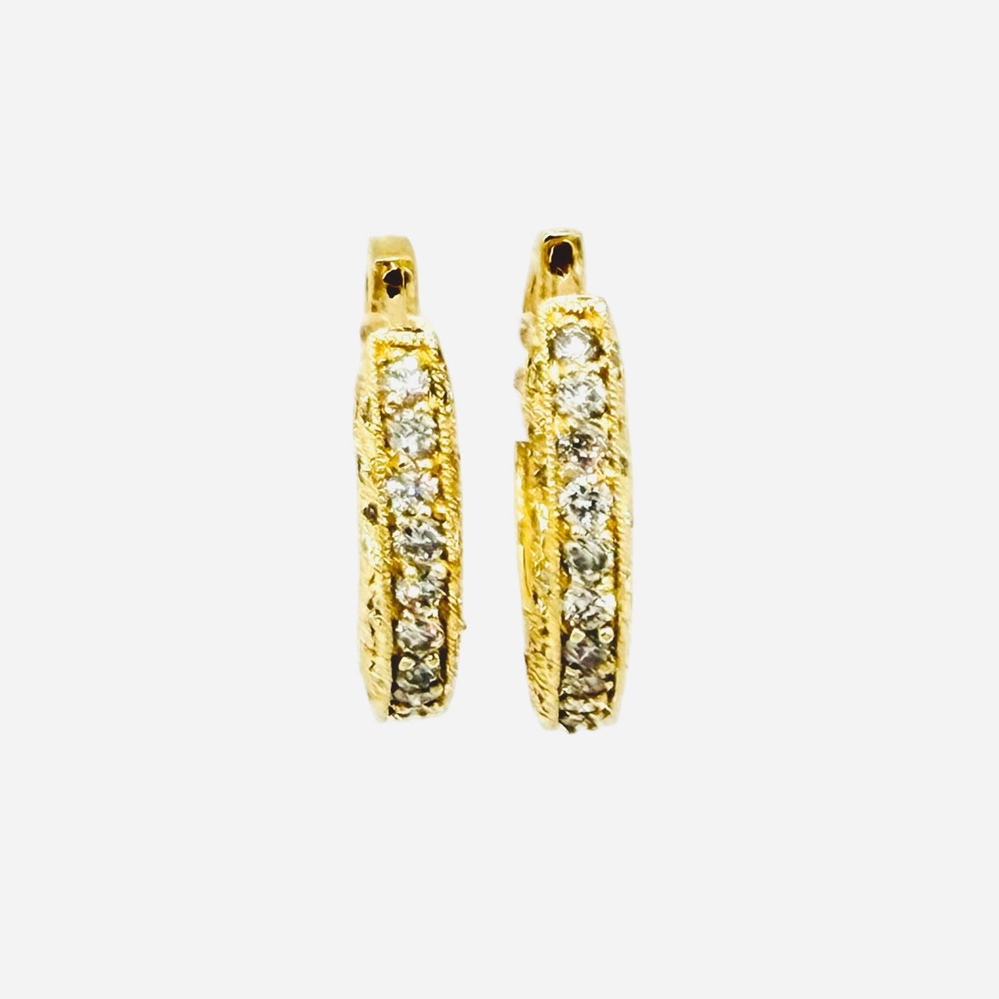 14K Yellow Gold Diamond Hoop Earrings 1.00 Carat
