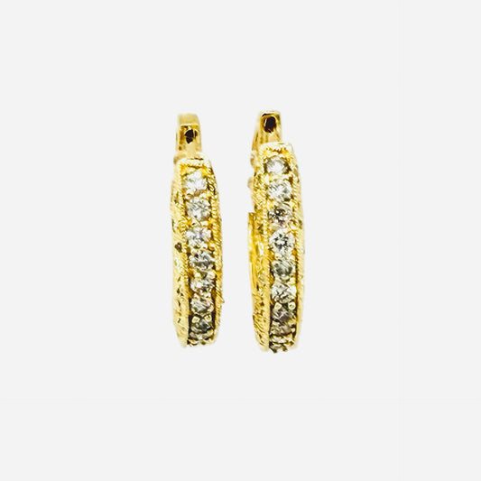 14K Yellow Gold Diamond Hoop Earrings 1.00 Carat