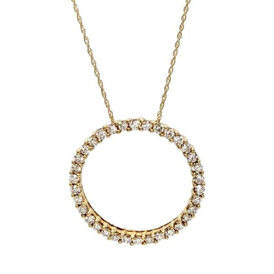 14K Yellow Gold Circle Diamond Pendant  1.00 Carat G,VS
