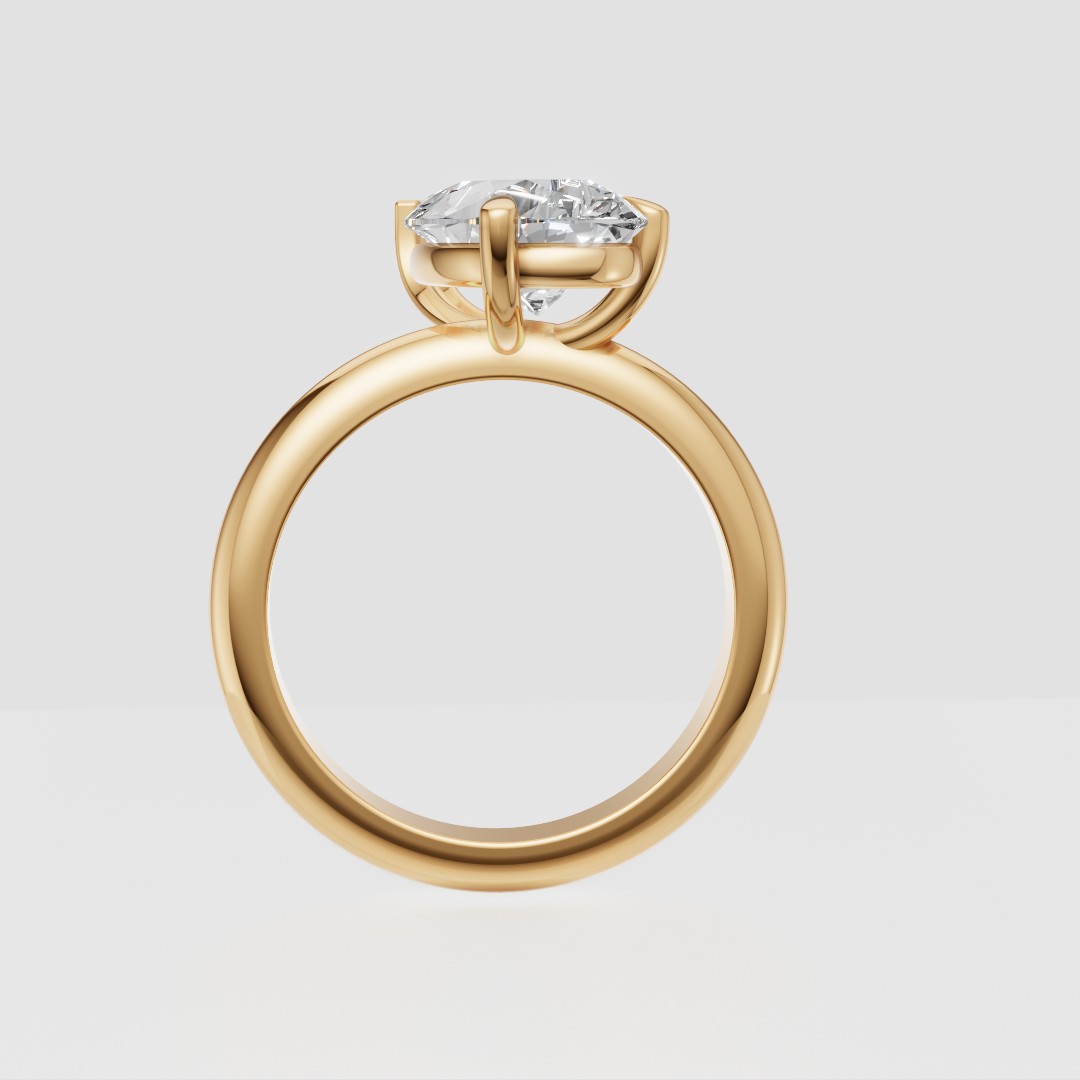 Lab Grown Pear Diamond 1.50 Carats 18K Yellow Gold Solitaire Ring
