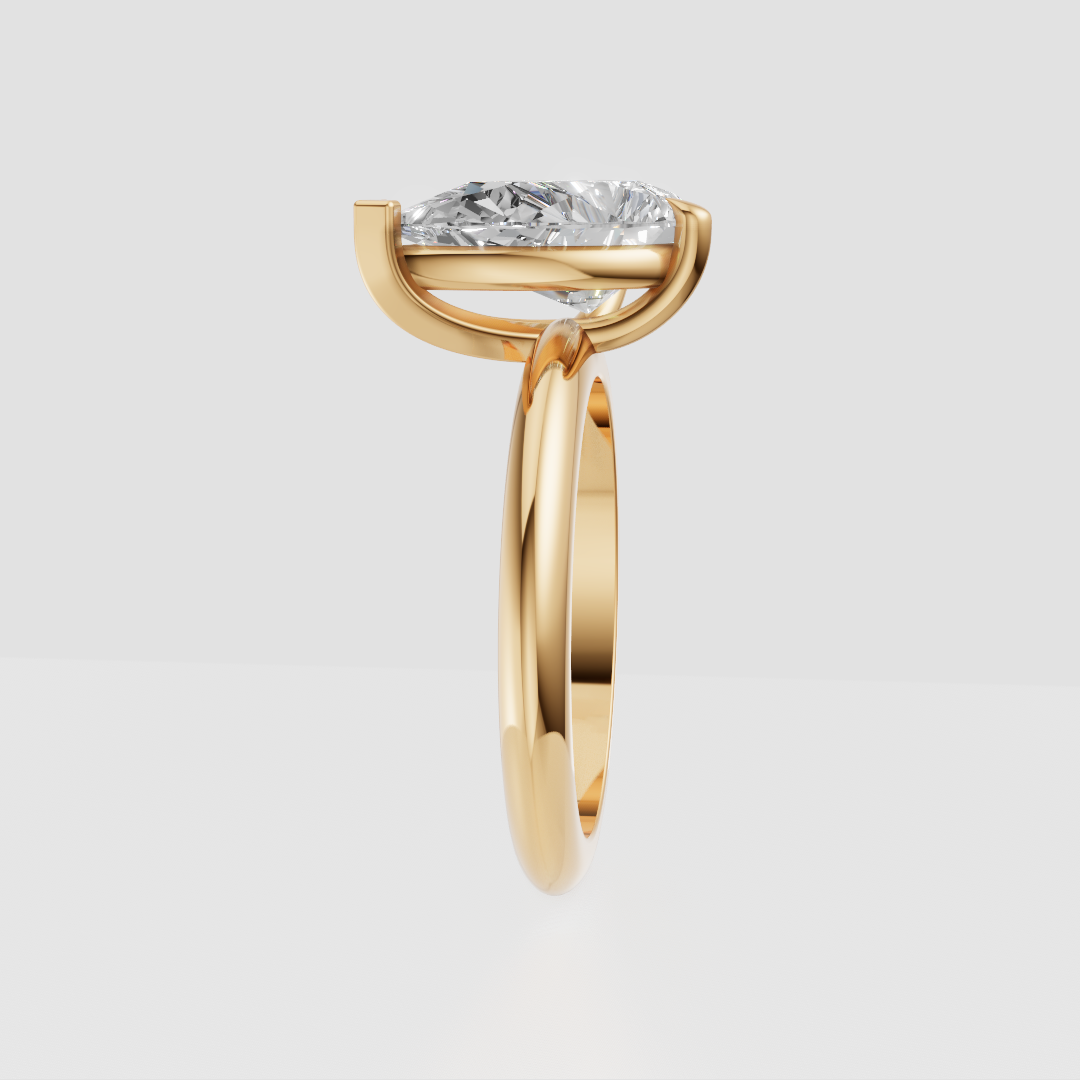 Lab Grown Pear Diamond 1.50 Carats 18K Yellow Gold Solitaire Ring