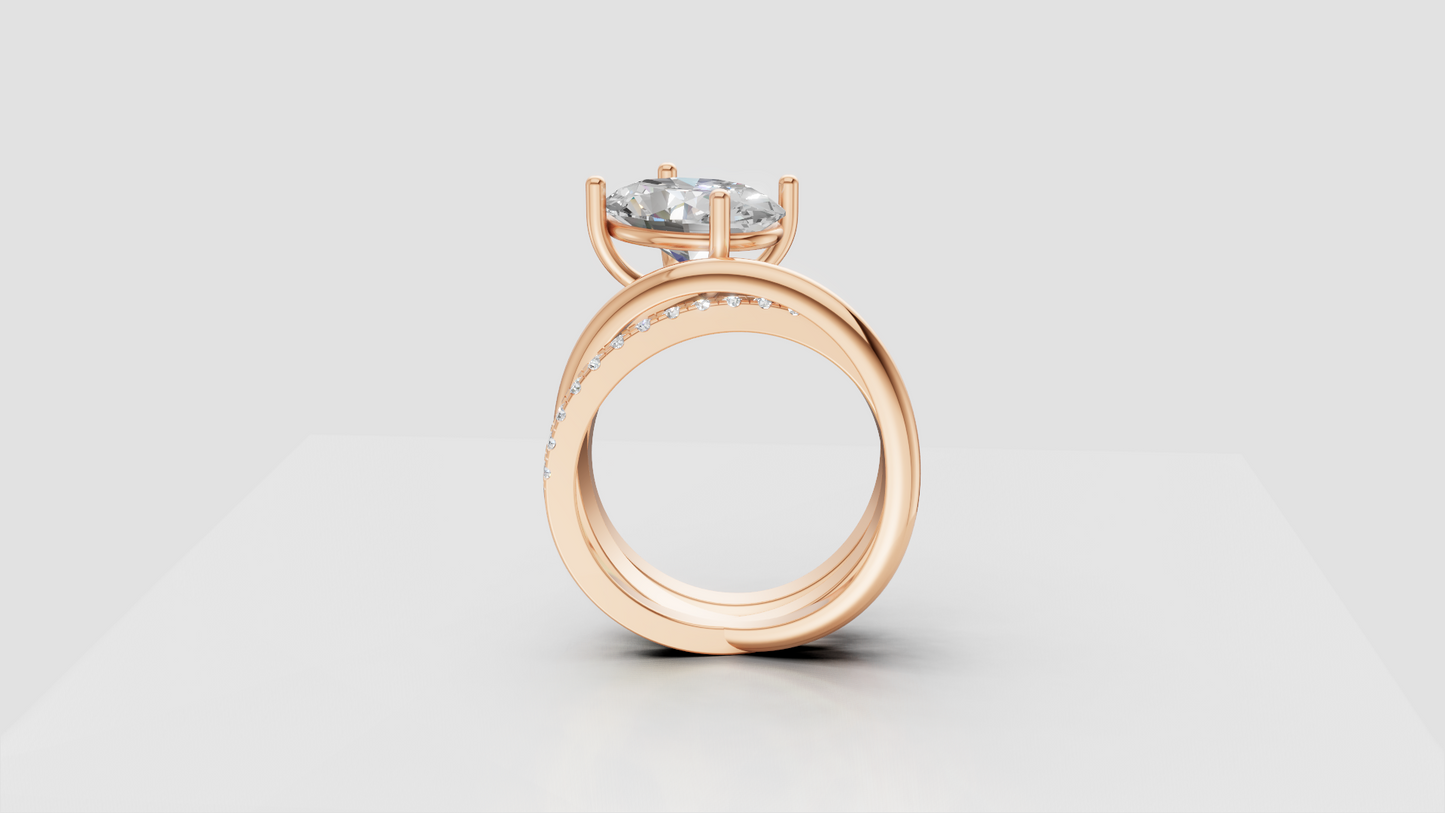 Lab Grown Oval Diamond 4.00 Carats 18K Rose Gold Ring