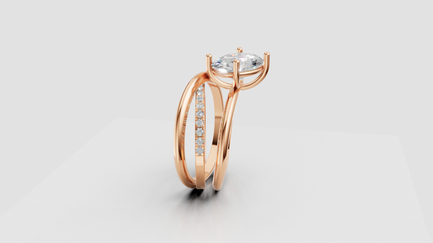 Lab Grown Oval Diamond 4.00 Carats 18K Rose Gold Ring