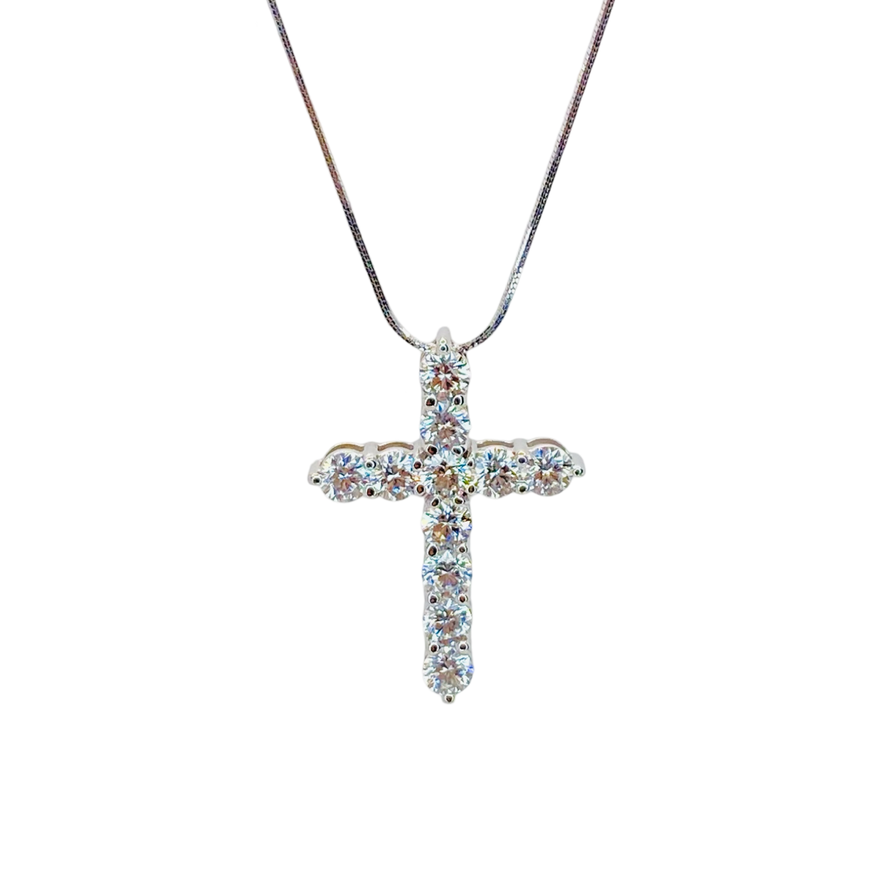 14K White Gold Diamond Cross Pendant 1.45 Carats