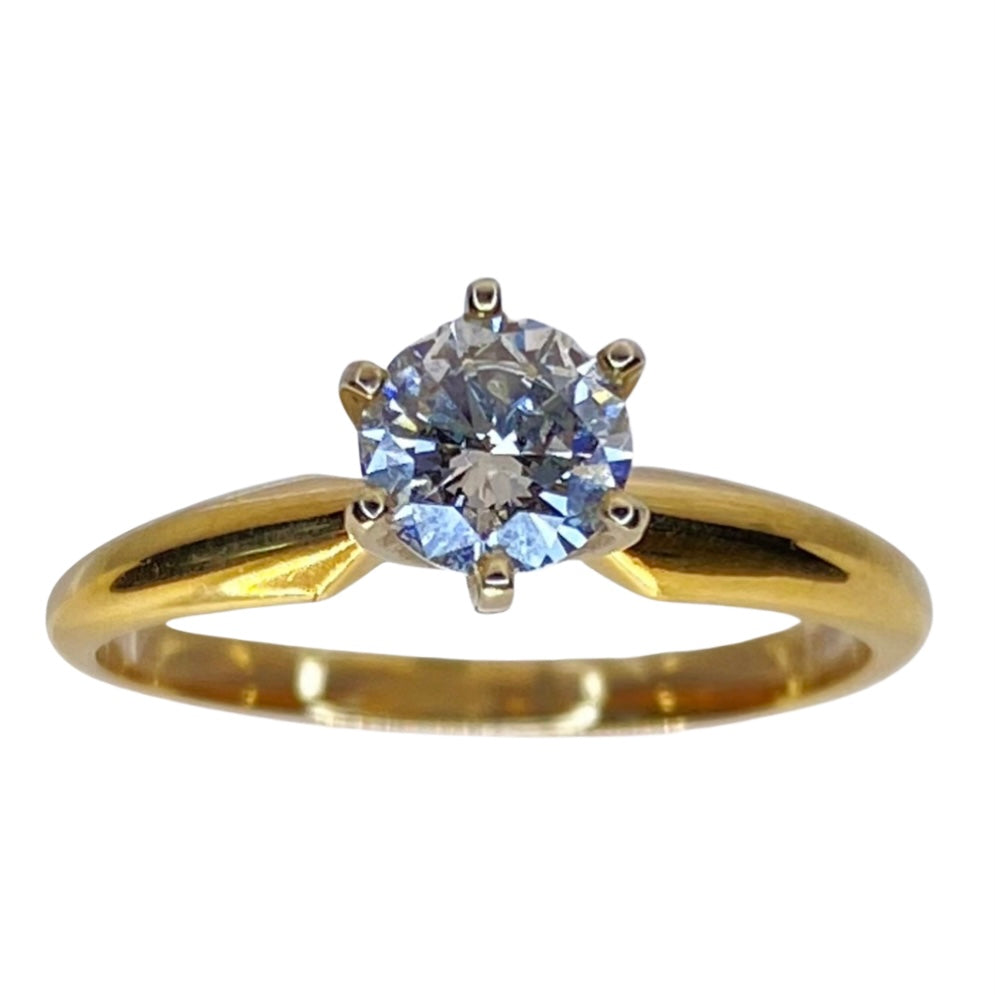 14K Yellow Gold Solitaire Diamond Ring