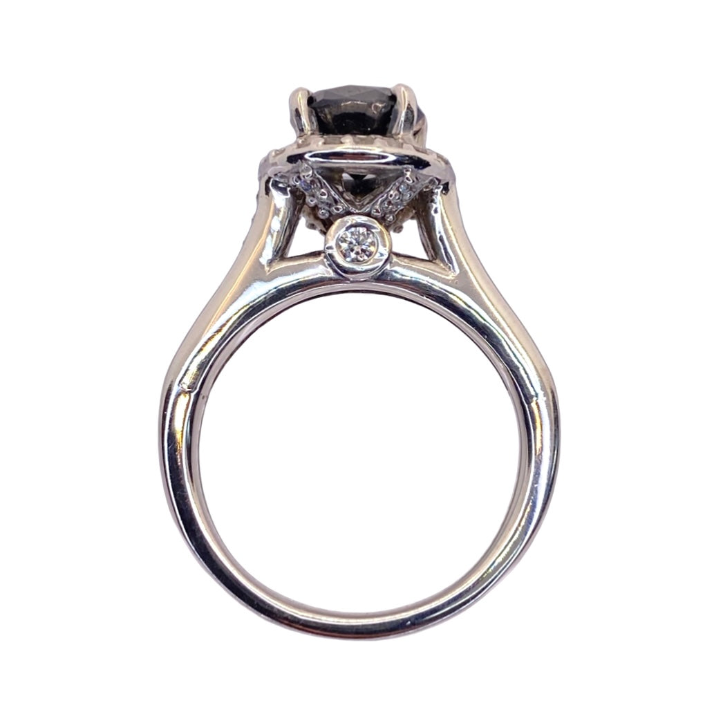 14K White Gold 1.20 Carats Black Diamond Ring