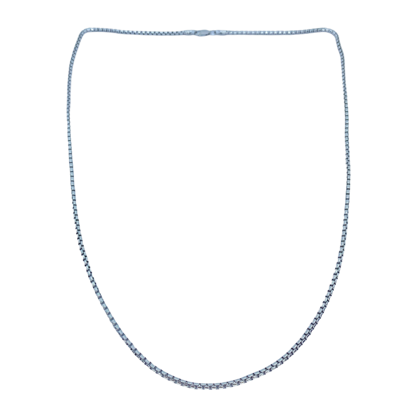 Silver Round Box Chain 24"