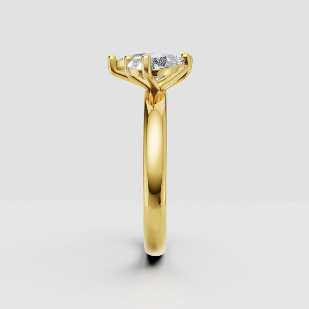 Lab Grown Double Pear Diamond 18K Yellow Gold 1.50 Carats Toi et Moi Ring