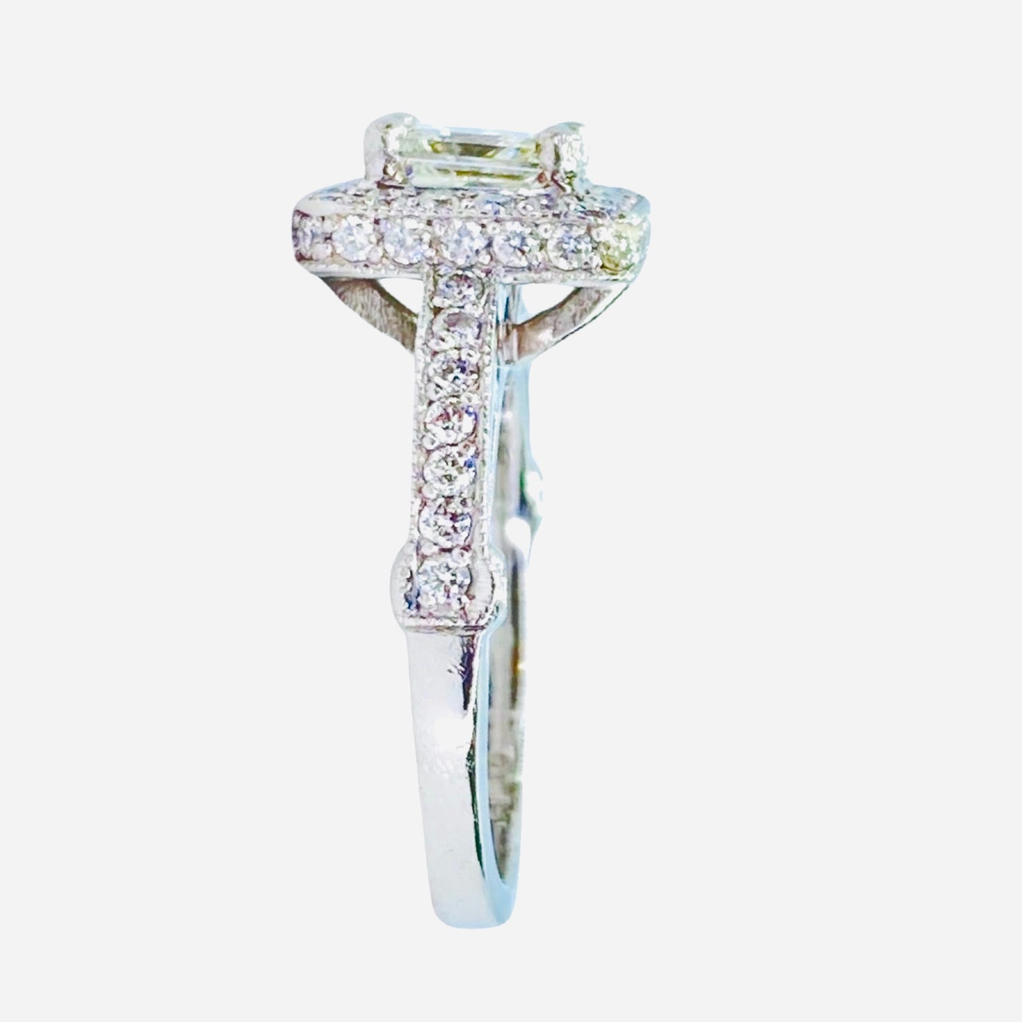 Platinum Princess Cut Diamond Halo Ring