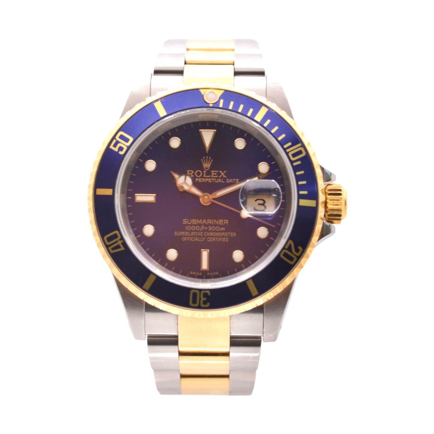 Rolex Submariner Date 40mm  "Bluesy" Dial 18K Yellow Gold and Stainless Steel 16613