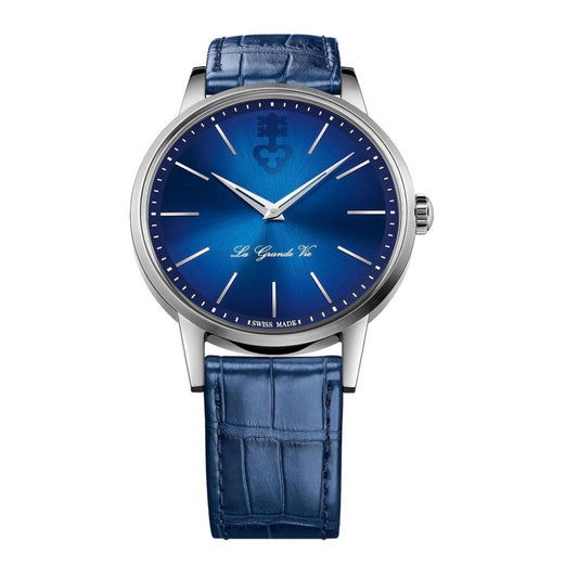 Corum Heritage La Grande Vie 42mm Automatic Titanium Blue Sunray Dial Blue Leather Strap Z082/03866