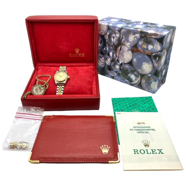 Rolex Oyster Perpetual Datejust 26mm 18K Gold /Steel Champagne Factory Diamond Dial C.1998 Ref. 69173