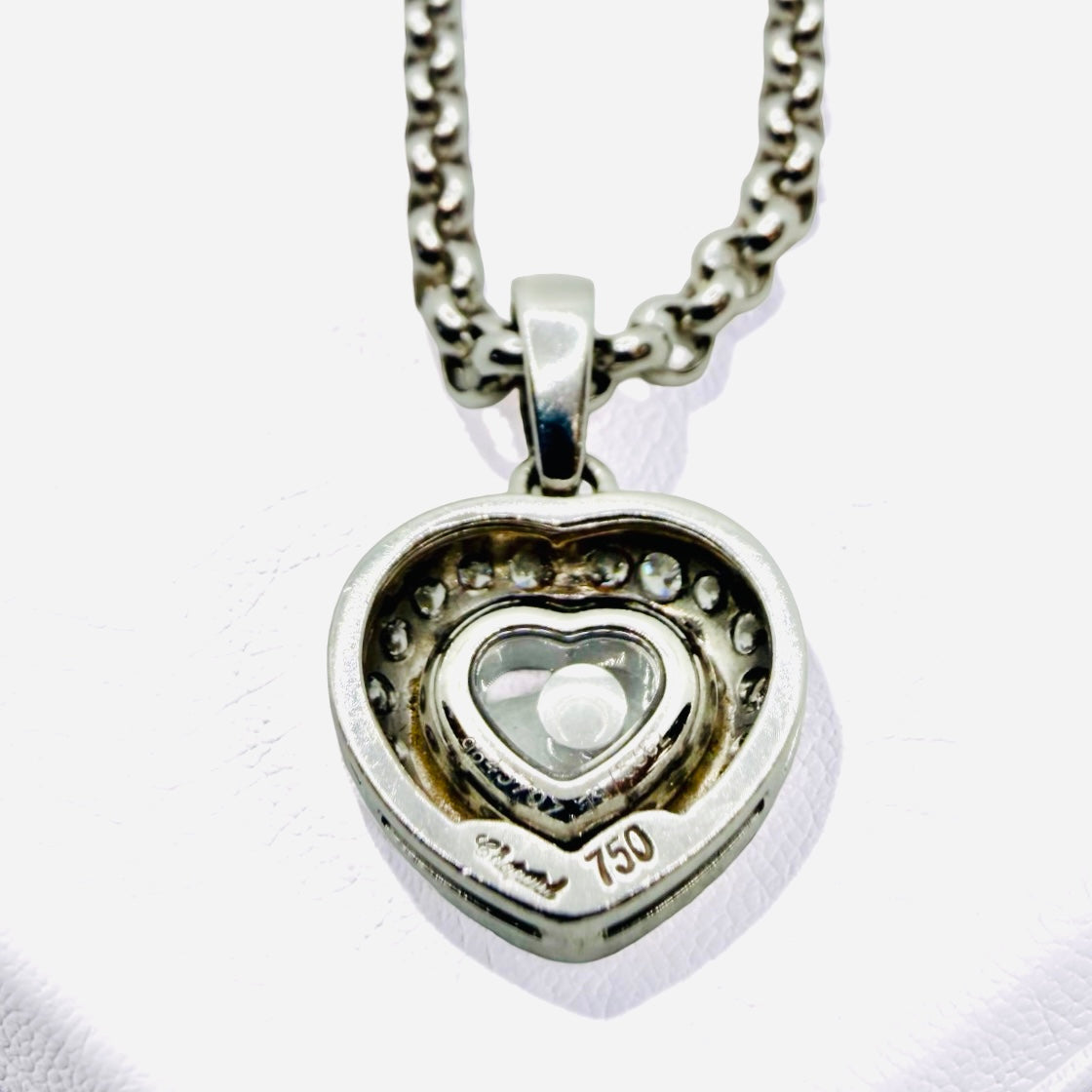 Chopard Single Floating Happy Diamond Pavé Puffed Heart Pendant and Earring Set
