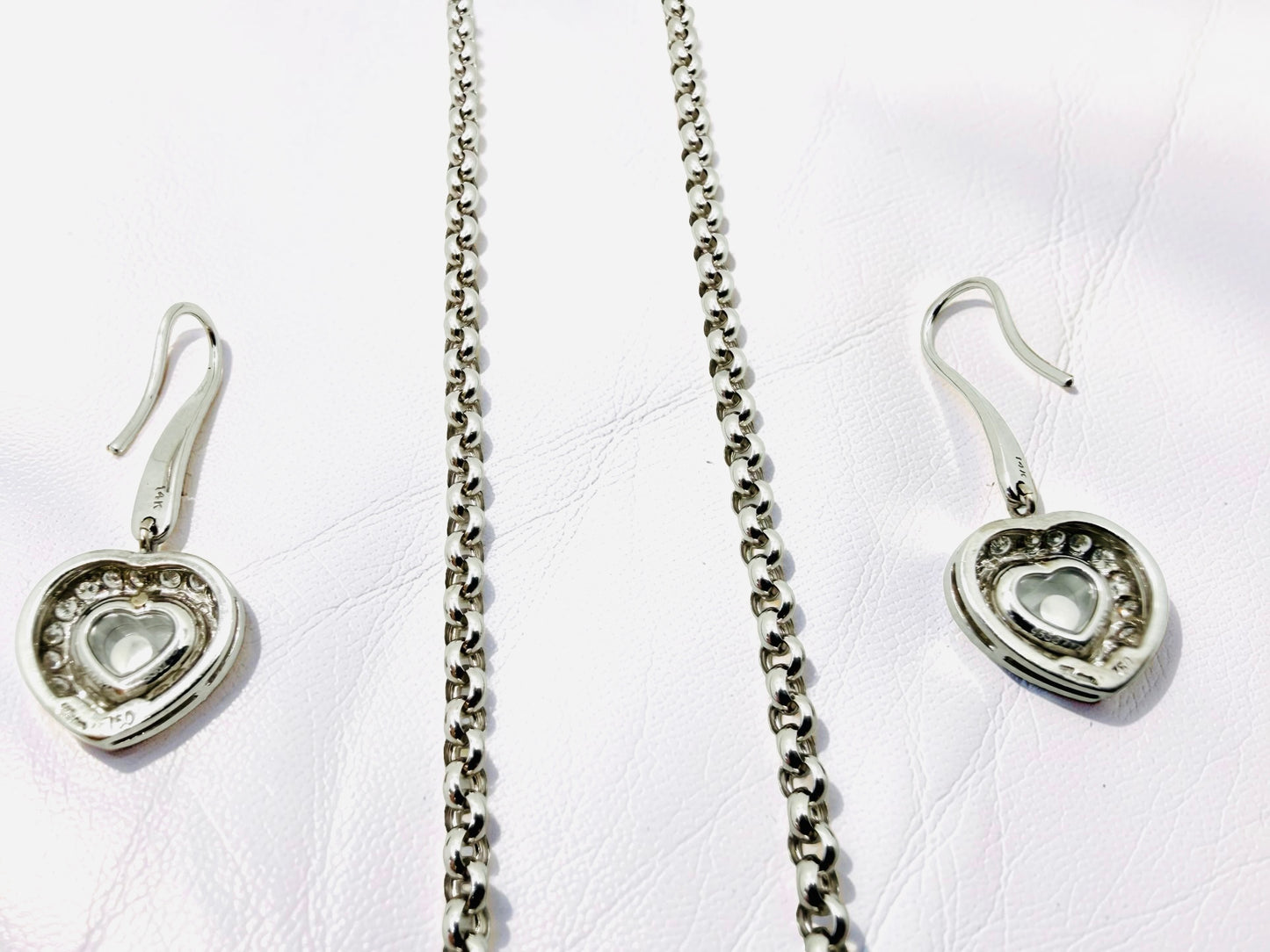 Chopard Single Floating Happy Diamond Pavé Puffed Heart Pendant and Earring Set