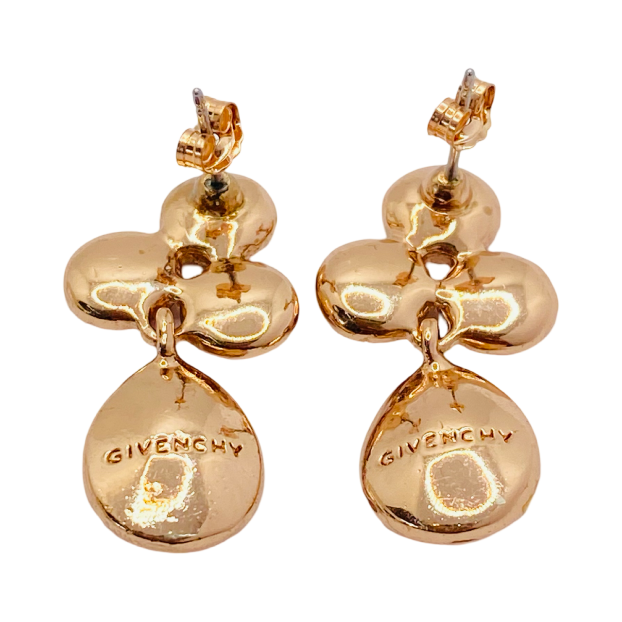 Estate Jewelry Givenchy Rose Gold Tone Crystal Drop Earrings