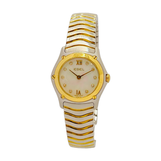 Ebel Classic Wave 24mm Quartz Mini 18K/Steel Diamond Mother-of-Pearl Dial 1157F11