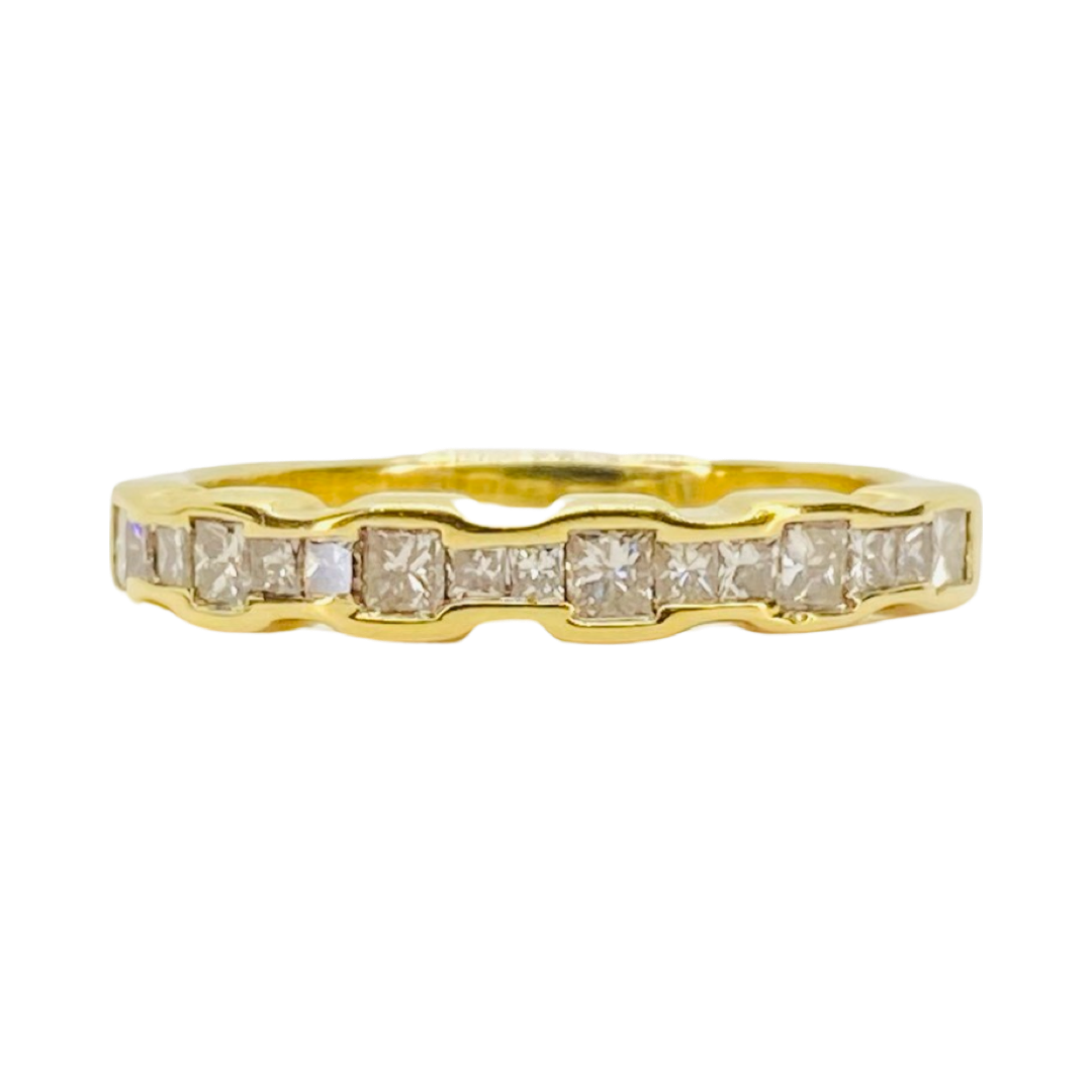 14K Yellow Gold Princess Cut Diamond Band Ring