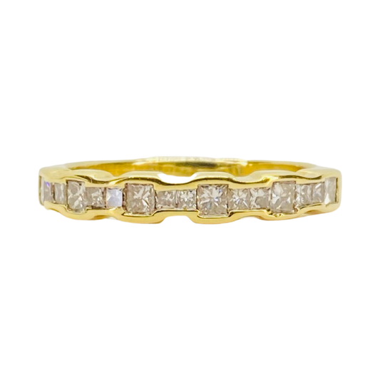 14K Yellow Gold Princess Cut Diamond Band Ring