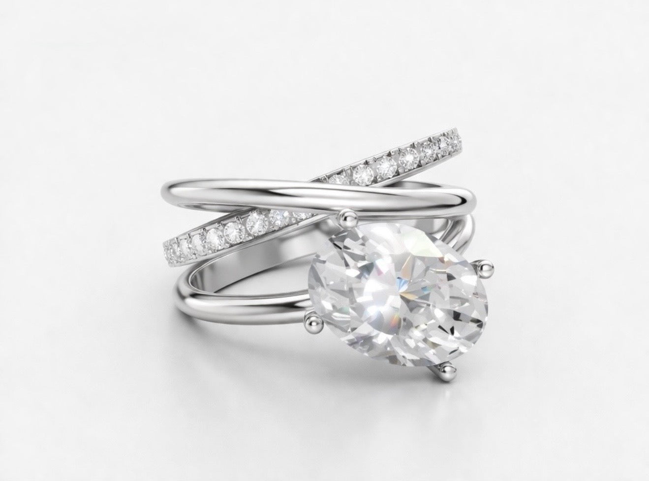 Lab Grown Oval Diamond 4.00 Carats 18K Rose Gold Ring