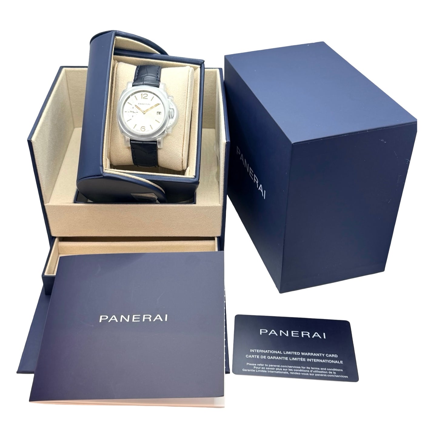 Panerai Luminor Due 38mm Automatic Ivory Dial Blue Croco Strap PAM01248/ OP7603