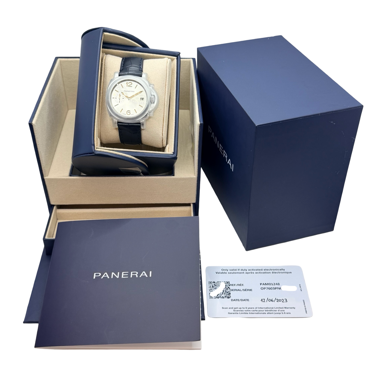 Panerai Luminor Due 38mm Automatic Ivory Dial Blue Croco Strap PAM01248/ OP7603