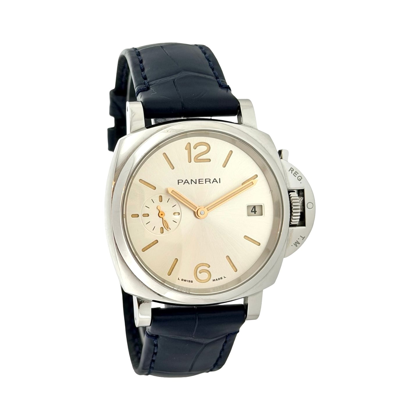 Panerai Luminor Due 38mm Automatic Ivory Dial Blue Croco Strap PAM01248/ OP7603