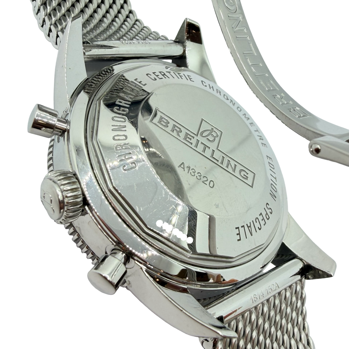 Breitling Superocean 46mm Automatic Chronograph Blue DialSteel Mesh bracelet A13320