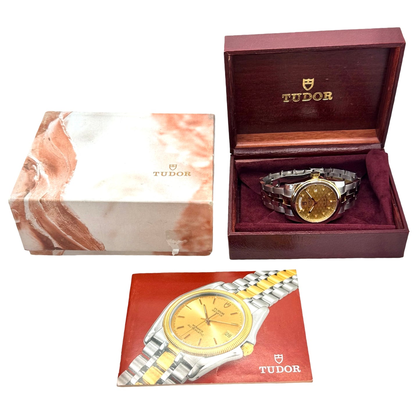 Tudor Glamour Day Date 39mm Champagne Jacquard Diamond Dial 18K Gold/Steel Bracelet 56003
