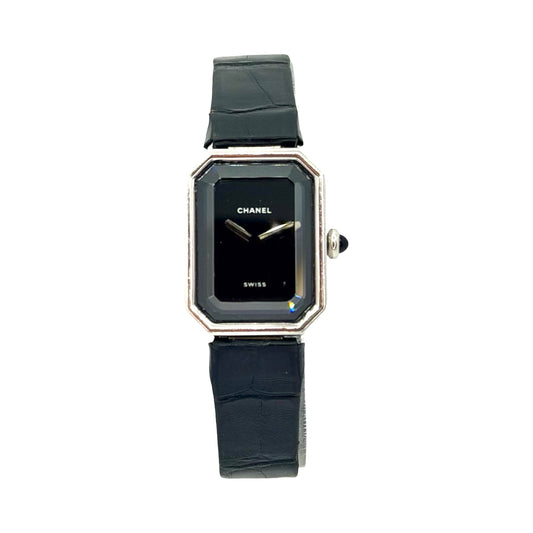 Chanel Premiere Platinum 950 Swiss Quartz Black Alligator Strap
