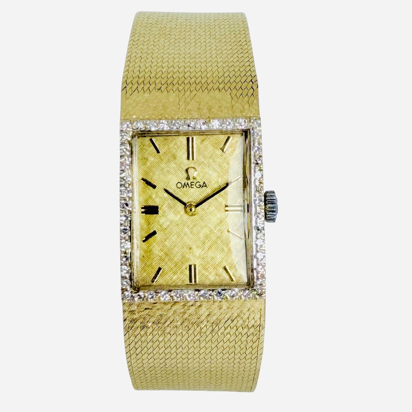 Omega Tank 14K Yellow Gold Manual Wind Diamond Bezel DD6846