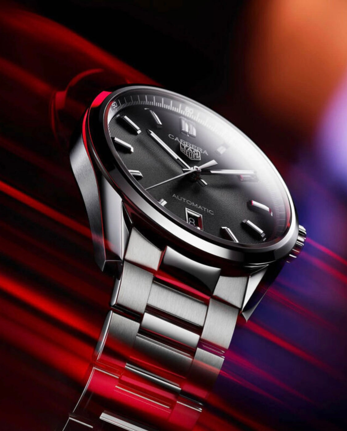 TAG Heuer Carrera Day Date Caliber 5 Automatic 41mm Black Dial Stainless Steel Bracelet WAR201A.BA0723