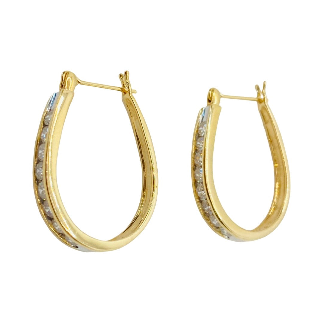 14K Yellow Gold Oval Hoop Earrings