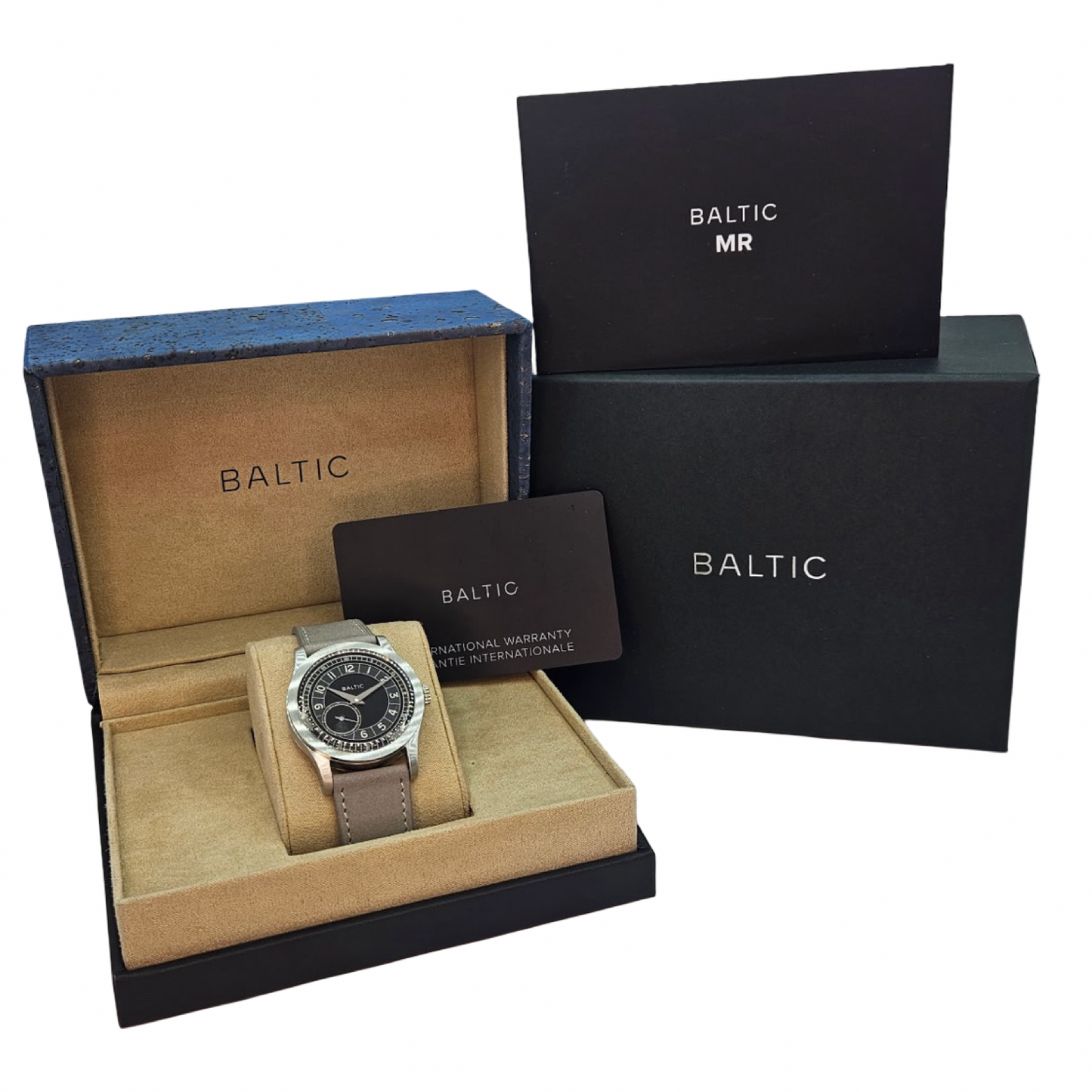 Baltic Mr Roulette Black Dial 36mm Automatic Stitched Light Grey Leather Strap