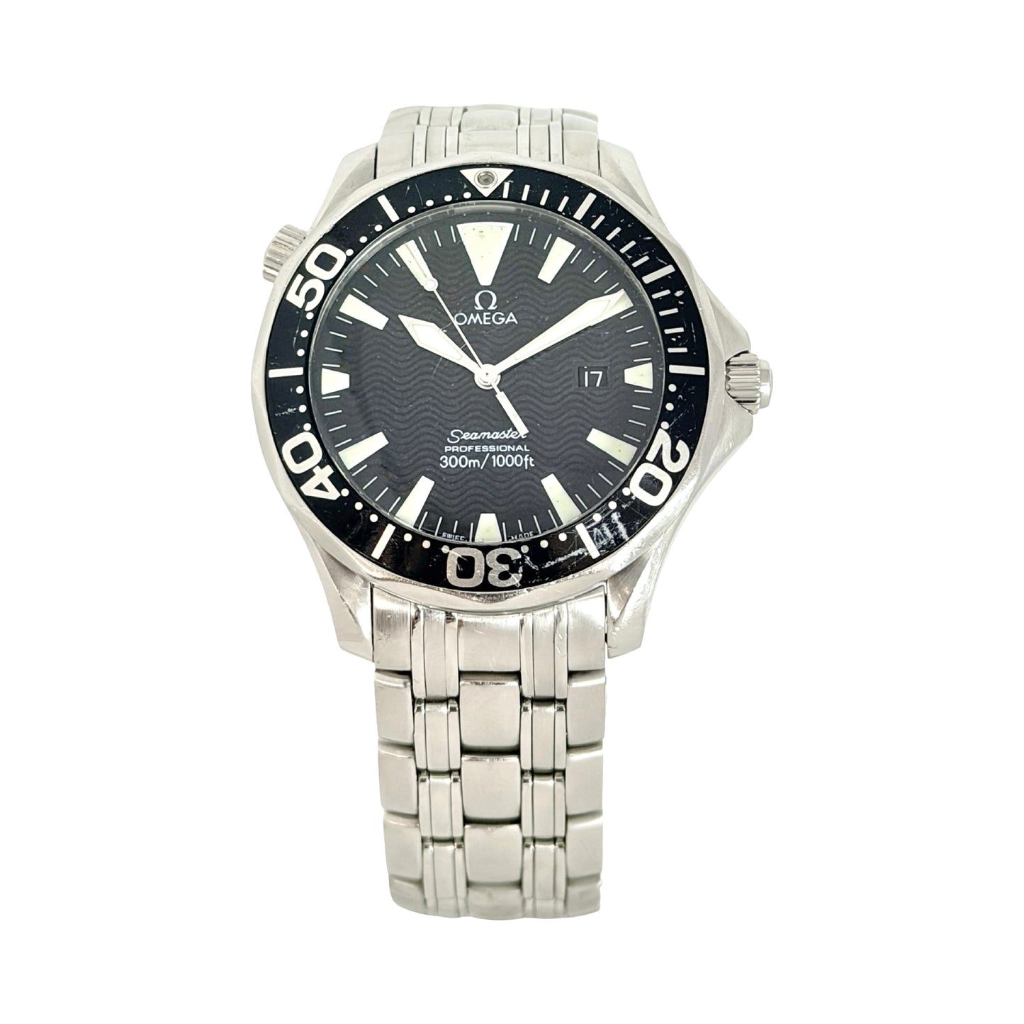 Omega Seamaster 300 Diver Quartz 41mm Black Dial Stainless Steel Bracelet 196.1640