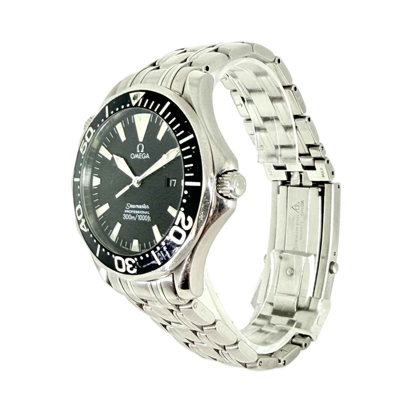 Omega Seamaster 300 Diver Quartz 41mm Black Dial Stainless Steel Bracelet 196.1640