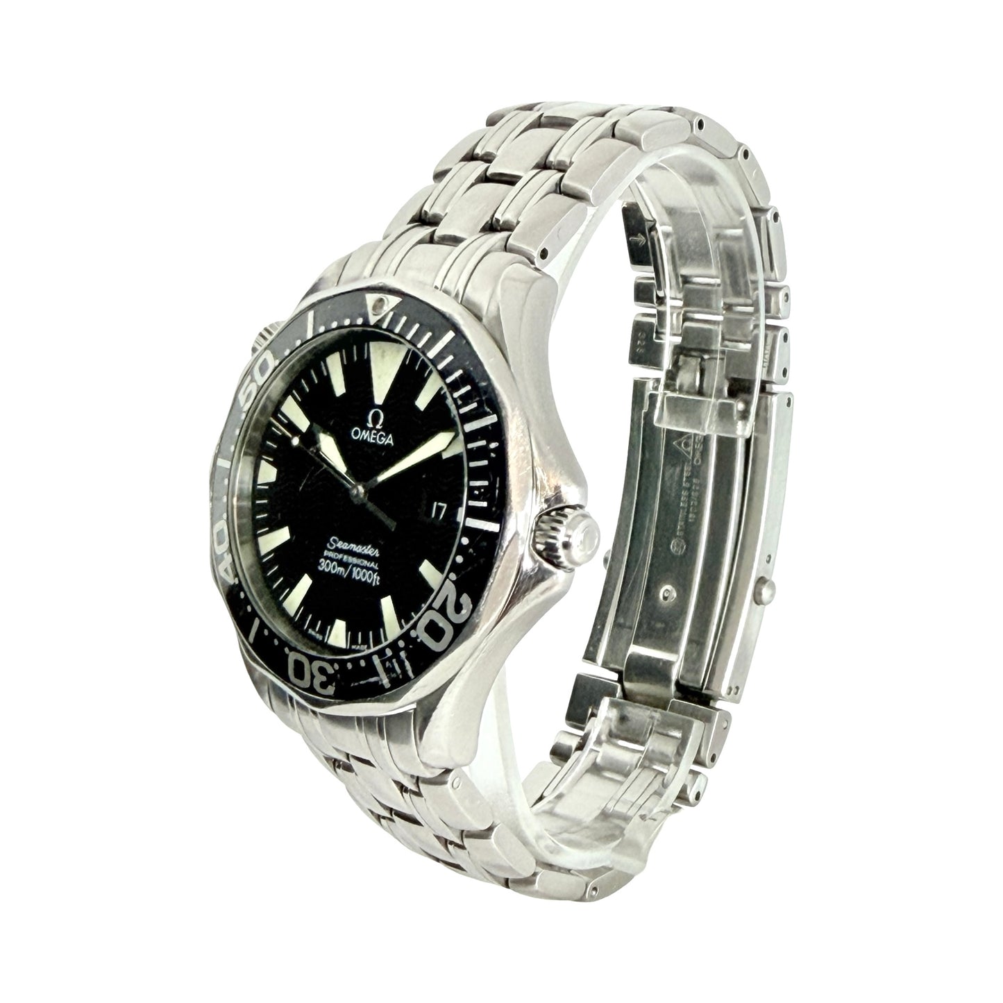 Omega Seamaster 300 Diver Quartz 41mm Black Dial Stainless Steel Bracelet 196.1640