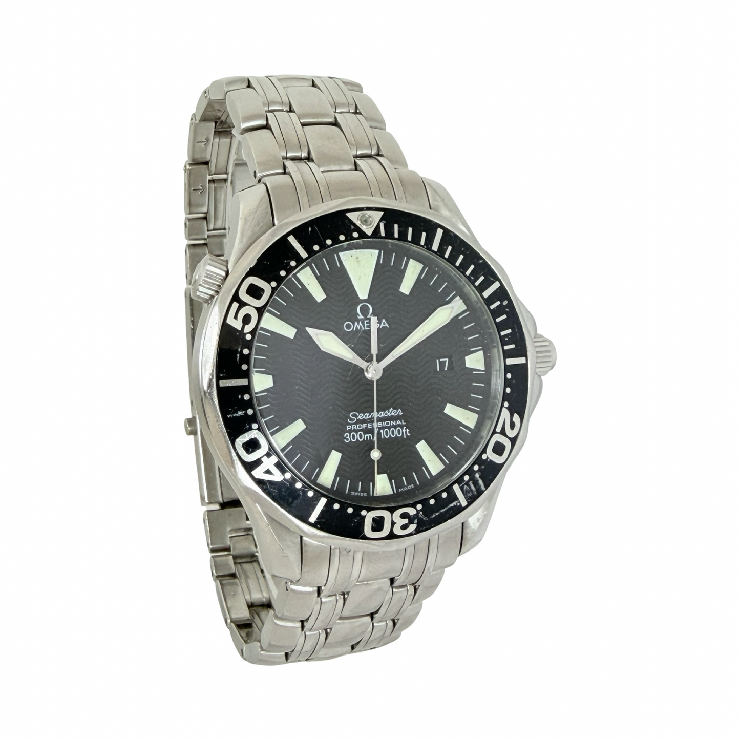 Omega Seamaster 300 Diver Quartz 41mm Black Dial Stainless Steel Bracelet 196.1640