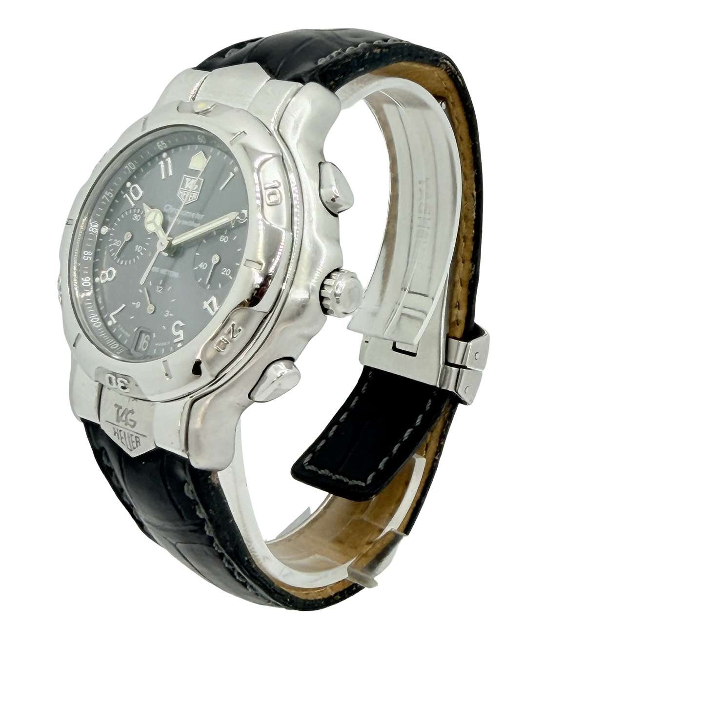 TAG Heuer 6000 Series Automatic Chronograph Chronometer Slate Grey Dial Leather Strap CH5112