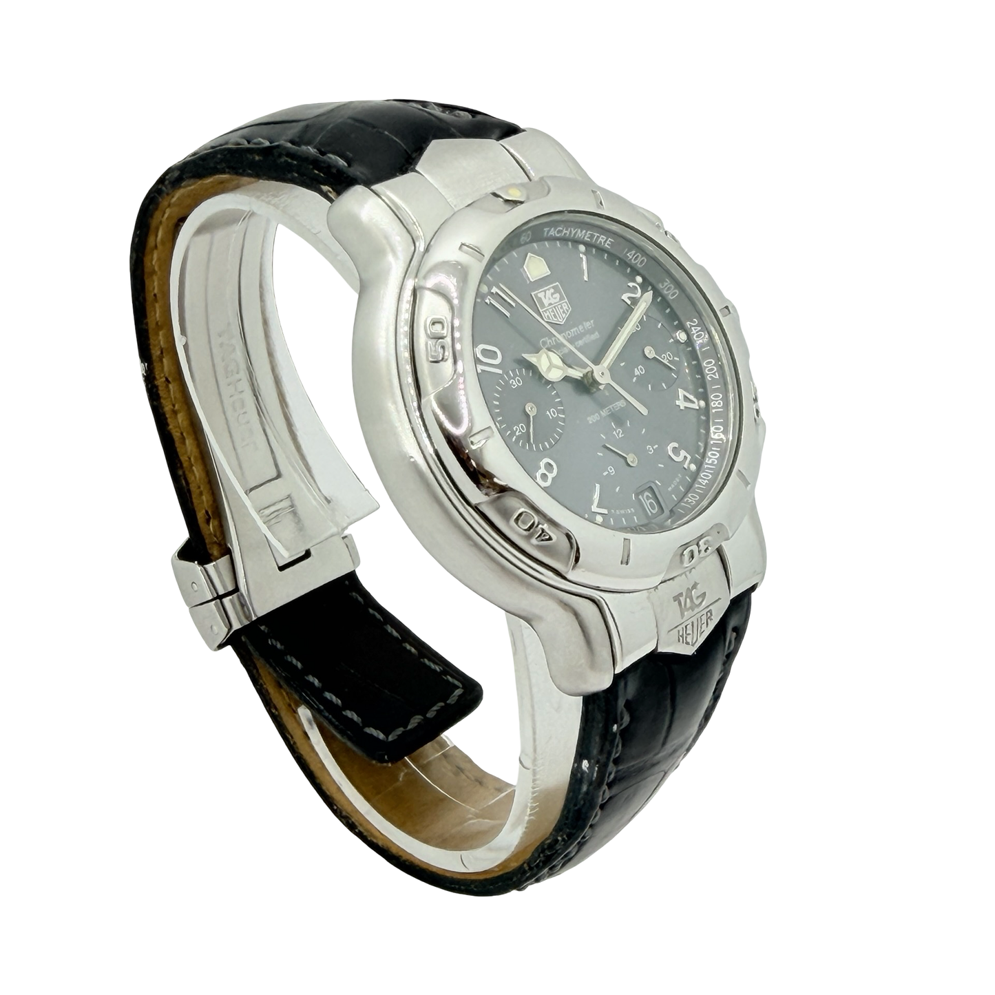 TAG Heuer 6000 Series Automatic Chronograph Chronometer Slate Grey Dial Leather Strap CH5112