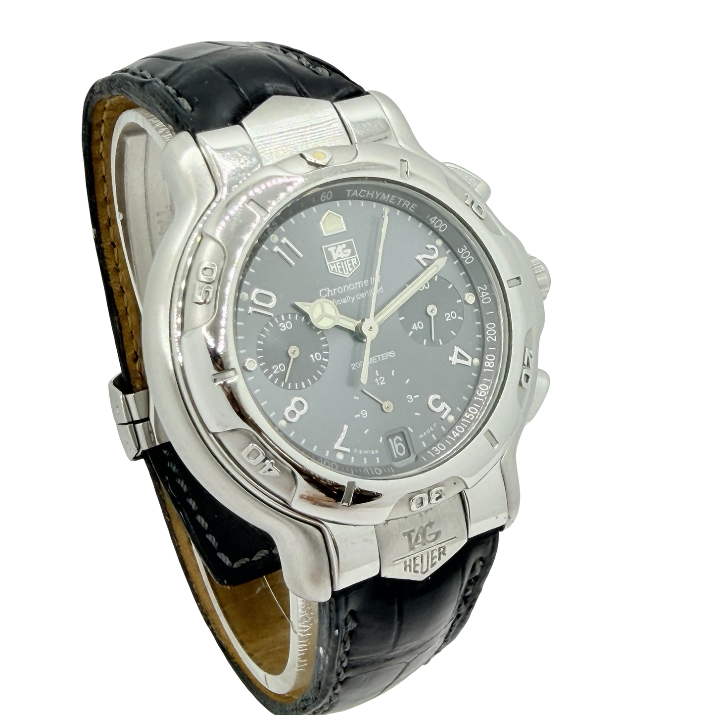 TAG Heuer 6000 Series Automatic Chronograph Chronometer Slate Grey Dial Leather Strap CH5112