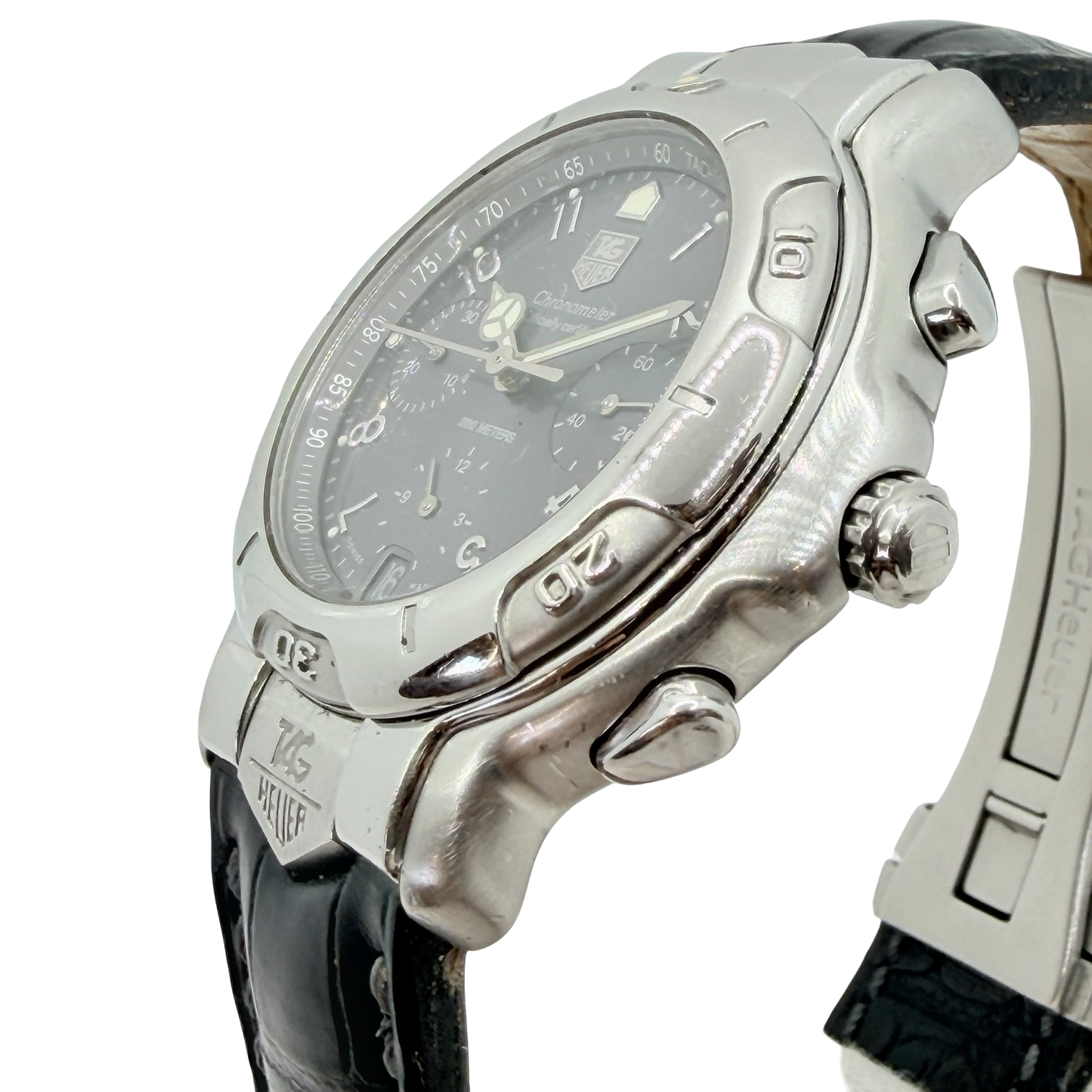 TAG Heuer 6000 Series Automatic Chronograph Chronometer Slate Grey Dial Leather Strap CH5112
