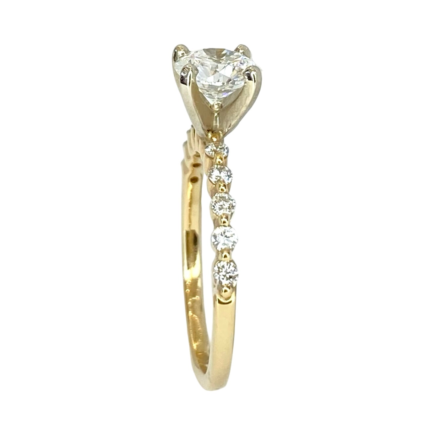 14K yellow Gold Round Diamond Engagement Ring 0.86 Carat, 1.06 Carats TW
